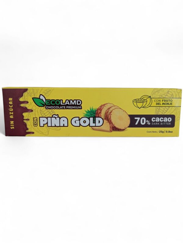 Barra de chocolate con piña gold 25g - Quality Market